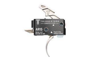 AR-15 Single-Stage Competitive Trigger from TriggerTech has a curved level with stainless finish